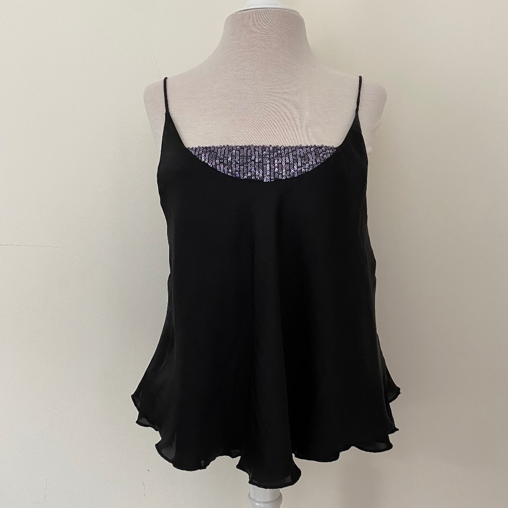 Free People black satin cami
